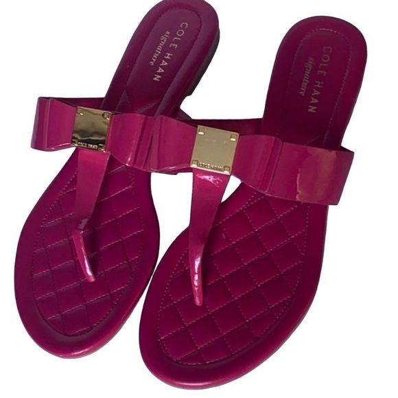 Cole Haan hot pink bow flip flops size 6 EUC - Picture 7 of 7